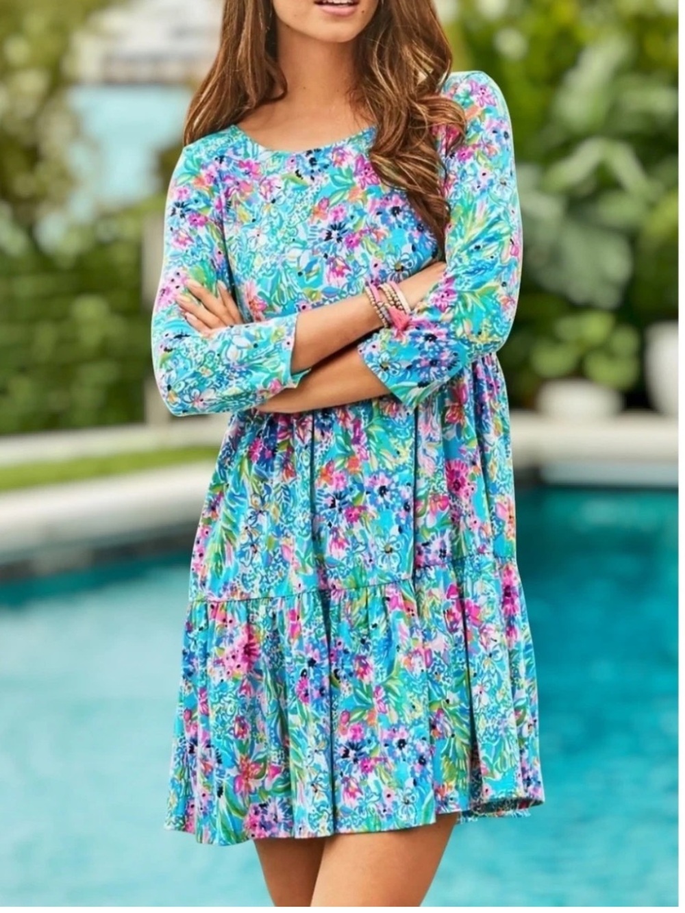 Lilly Pulitzer Geanna Dress Amalfi Blue Alligator Isle Beach Resort Preppy M